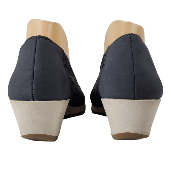 Naturalizer Becky Wedge Heels 9.5 Women Gray White N5 Comfort Shoe Perforated - Picture 5 of 13